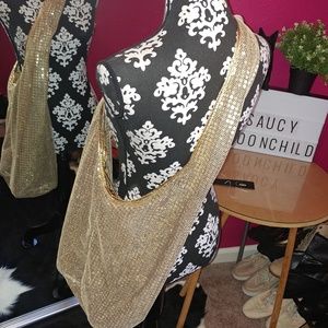 NEW Candice | Y2K Gold Hobo Shimmer Sequin Shoulder Bag OS